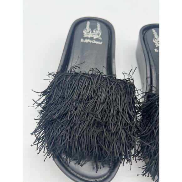 Jeffrey Campbell LF x JC Limited Edition Fringe Slip On Flat Sandals Black 7 - Picture 9 of 10